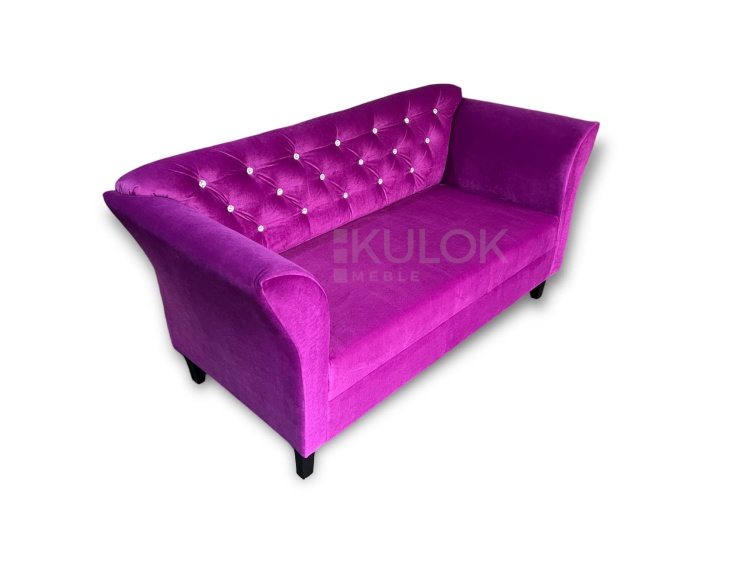 Purpurowa Sofa Chester Lux pikowana.