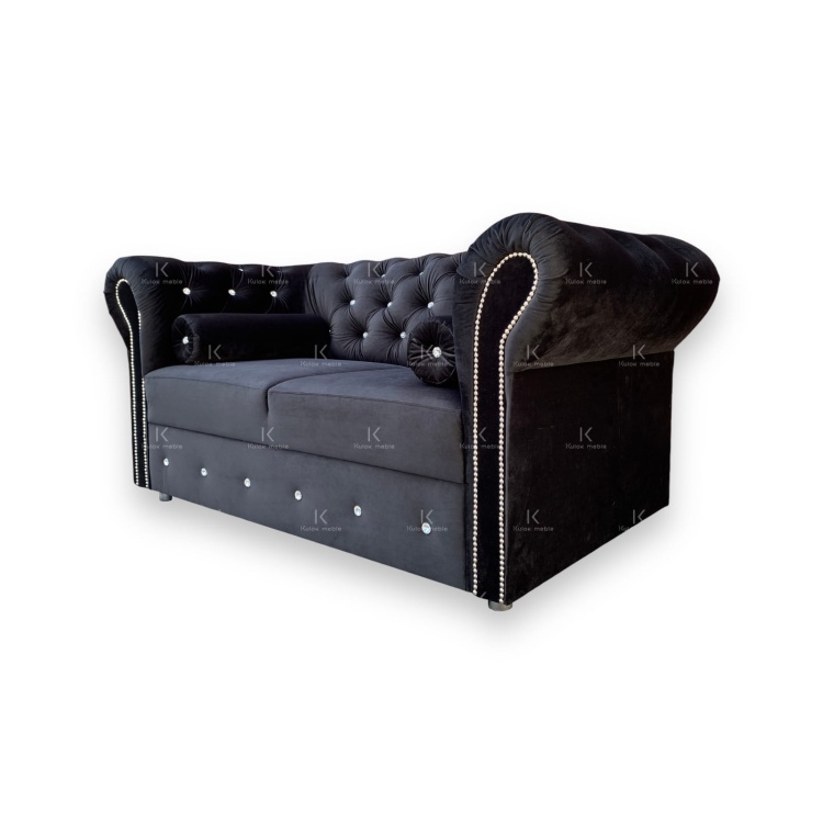 Elegancka Sofa 2-osobowa z Kryształami - Luksus w Detalu
