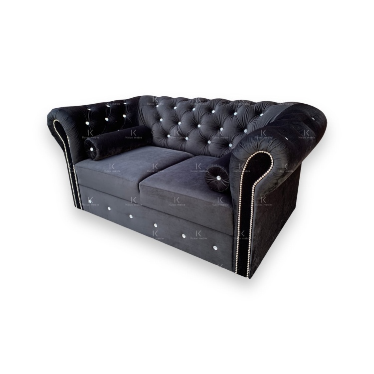 Czarna Sofa glamour do Salonu - Wyrafinowany Styl i Komfort