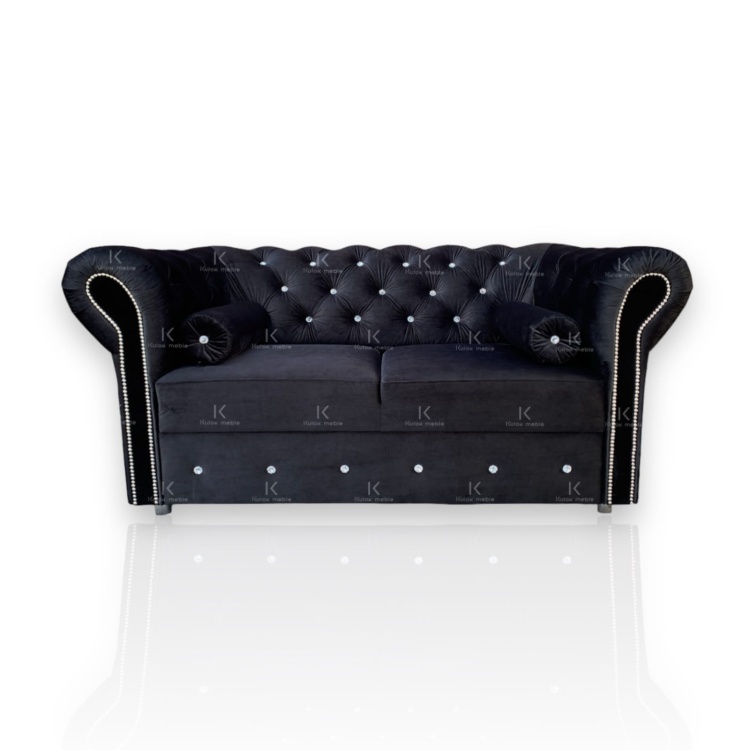 Czarna Sofka Chesterfield - Magiczny Wygląd z Magic Velvet 2219