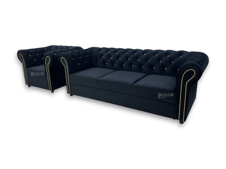 elegancki zestaw mebli velvet do salonu glamour