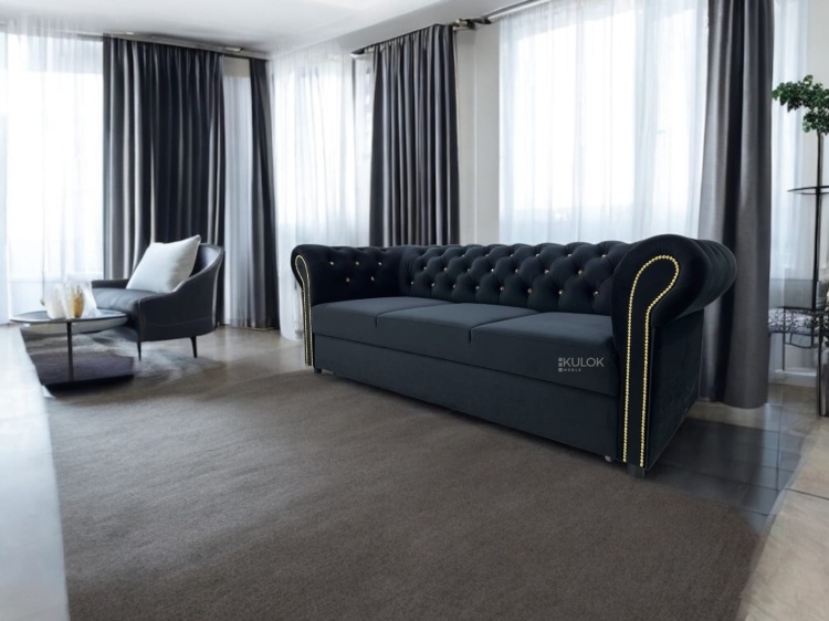 zestaw glamour velvet chesterfield do salonu nowoczesnego