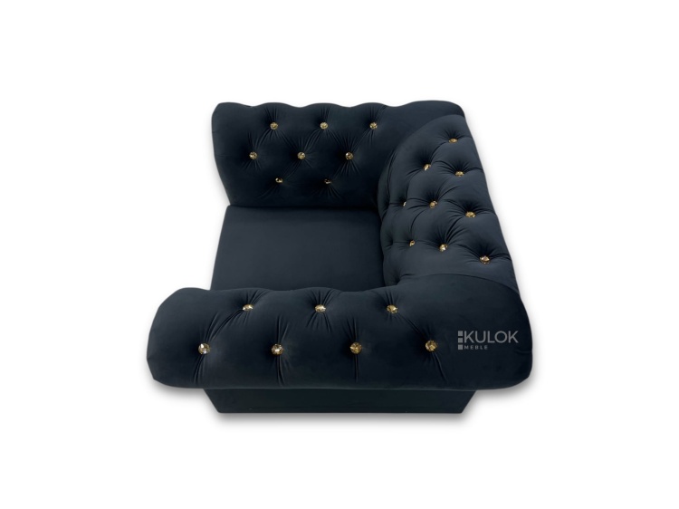 detal kryształów złoto brązowych na fotelu velvet