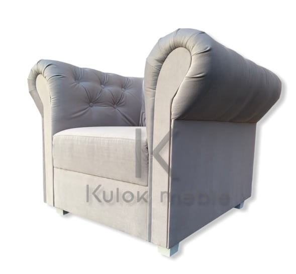 Fotel uszak chesterfield pikowany do salonu w bezowym Prestige 2761.