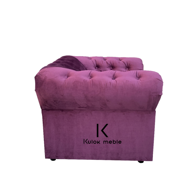 Fotel Kronos 03 - Stylowy Chesterfield, Ręcznie Pikowany w Fioletowym Designie