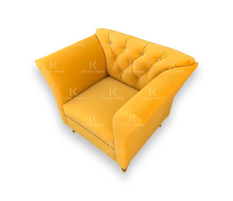 Chester Lux - Pomarańczowy Fotel Skandynawski z Złoto-Brązowymi Kryształkami