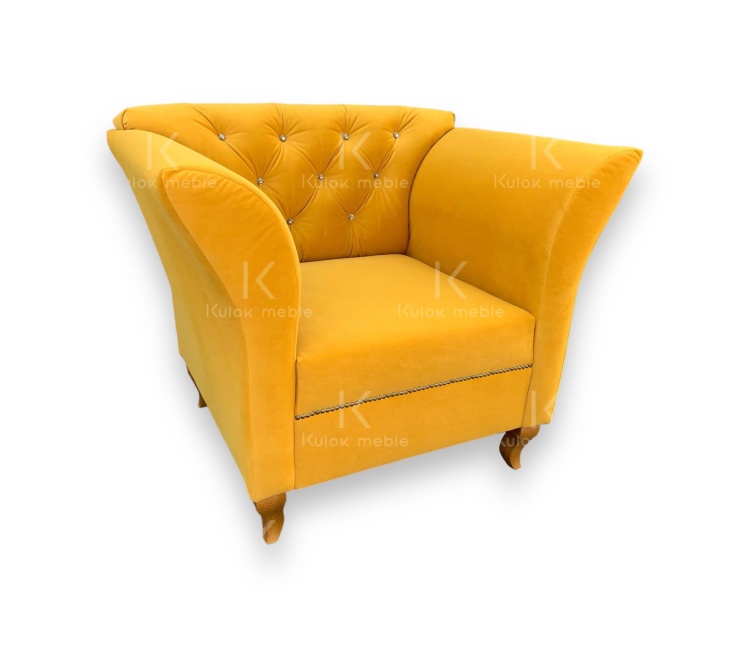 Nowoczesny Fotel Chester Lux - Pikowany Pomarańczowy Velvet, Eleganckie Kryształki