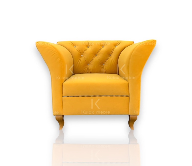 Elegancki Chester Lux - Fotel Skandynawski z Pikowanym Pomarańczowym Obiciem