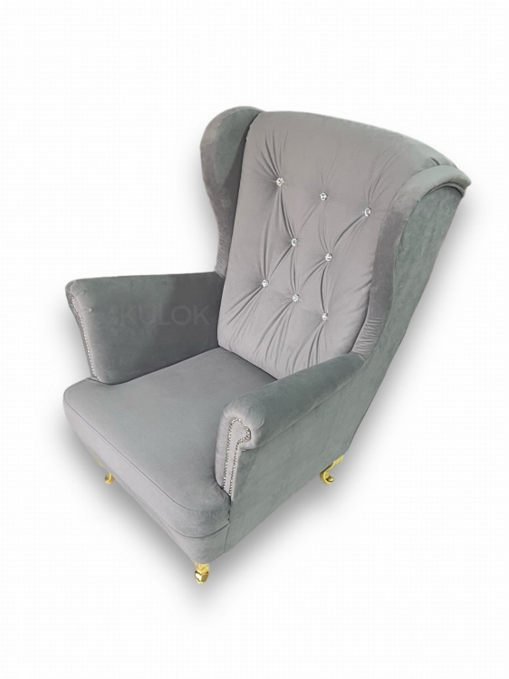 Wyjątkowy fotel pikowany z kryształkami Swarovski - Uszak Extra Glamour.