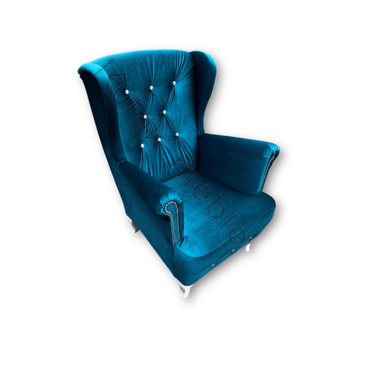 Personalizowany Fotel Uszak w Kolorze Morskiego Turkusu - Twój Wyjątkowy Styl w Aranżacji Przestrzeni.