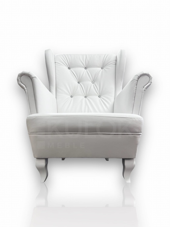 Fotel Uszak z Listwami Dekoracyjnymi - Wyjątkowy biały Design