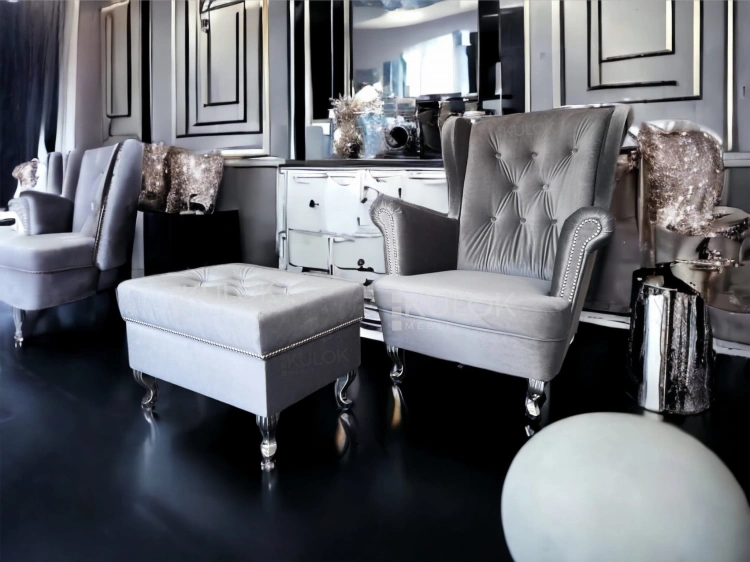 Elegancki mebel tapicerowany Chesterfield