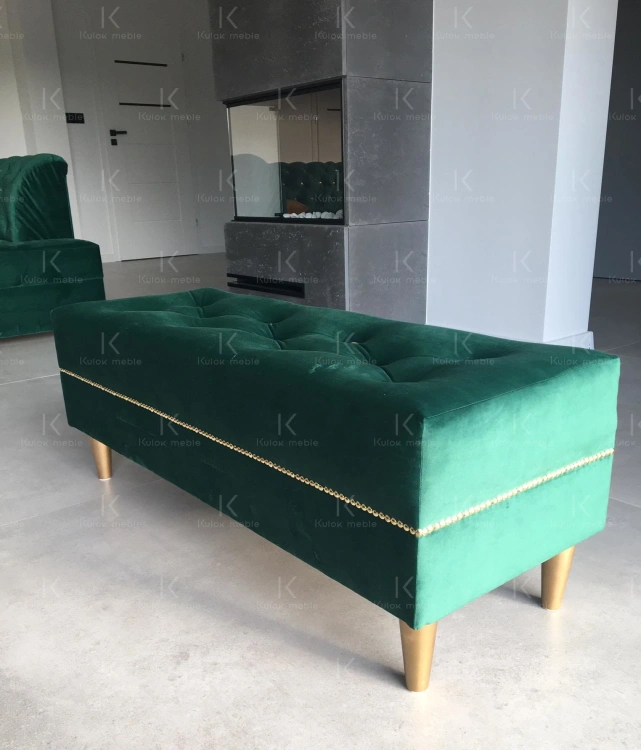 Boho Zielona Pufa Chesterfield