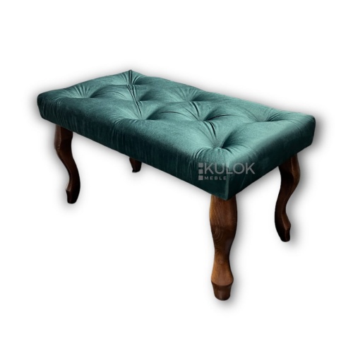 Chesterfield butelkowa zielona ławka tapicerowana