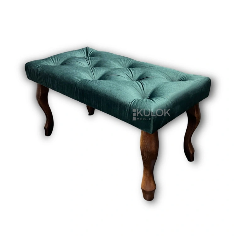 Chesterfield butelkowa zielona ławka tapicerowana