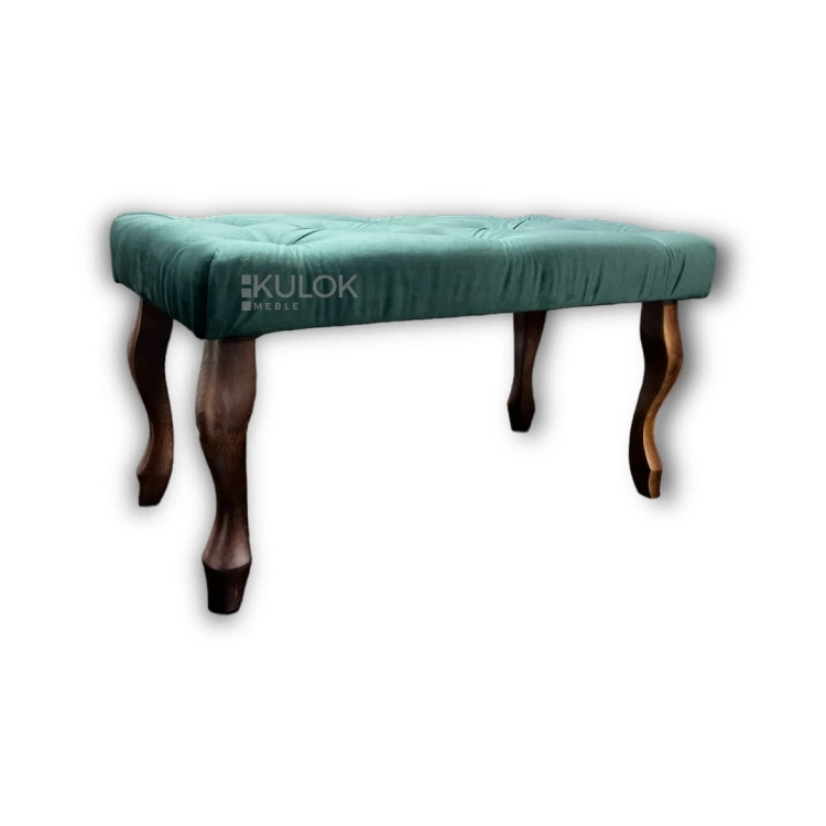 Elegancka ławka chesterfield na wysokich nogach orzech.