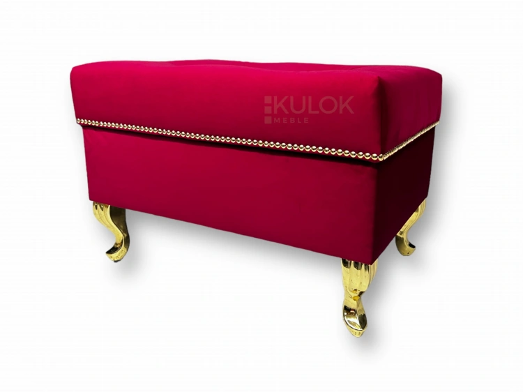 Elegancki Podnóżek Chesterfield Magic Velvet 2267 w Purpurowej Czerwieni