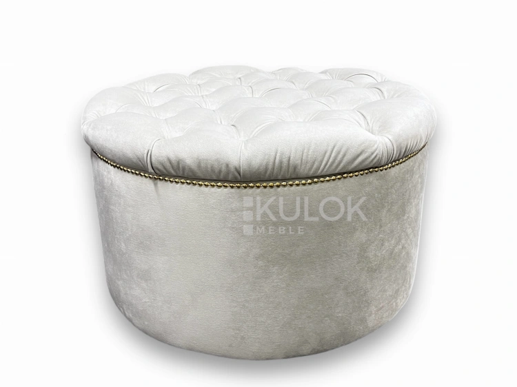 Pufa okrągła chesterfield beż Polski producent mebli Chesterfield