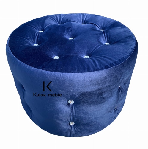 Pufa chesterfield pikowana kryształkami glamour okrąg