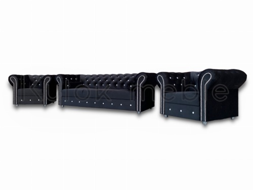 Elegancki zestaw mebli Chesterfield