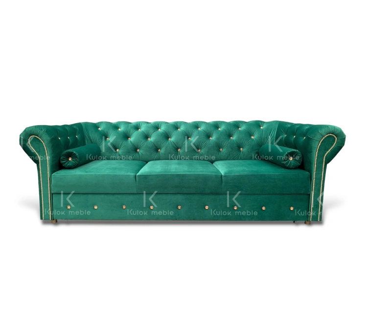 Zakochaj się w intensywnej zieleni – Chesterfield Sofa z kryształkami Magic Velvet 2225