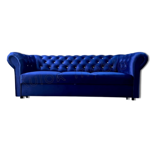 Granatowy Blask - Sofa Chesterfield TOKIO z Kryształkami Swarovski w Magic Velvet 2216.