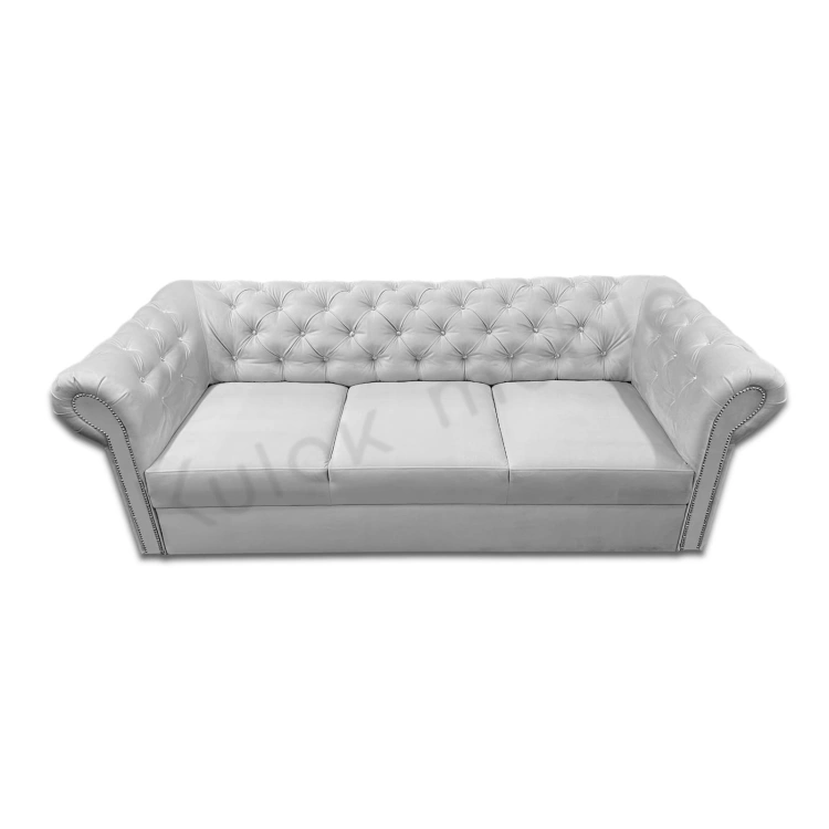 Prestige 2770 - Wyrafinowana Tkanina dla Chesterfield Sofa TOKIO z Pikowanym Aksamitnym Szarym Velvetem