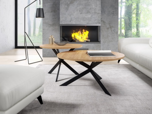Designerskie Stoliki - Elegancki Dąb Craft Złoty