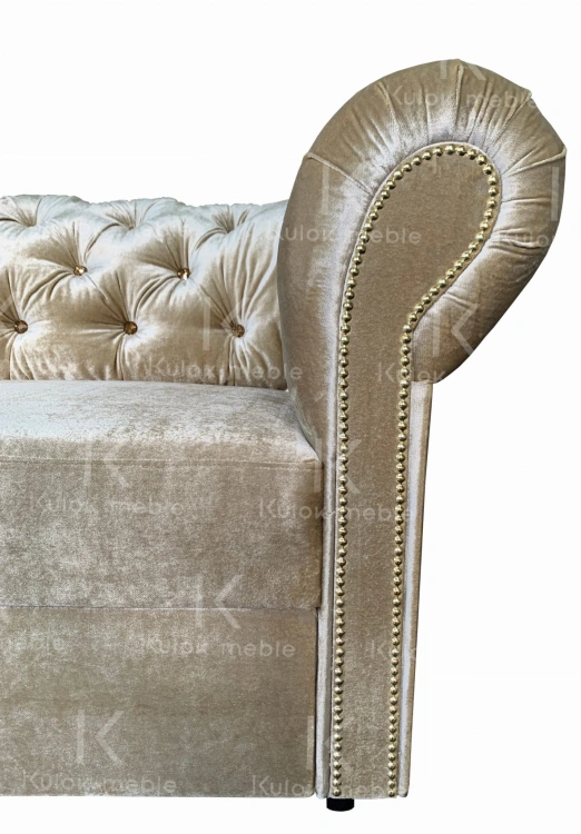 Chesterfield TOKIO w tkaninie Gloss Velvet Złoto - Szlachetny błysk i kryształowa elegancja