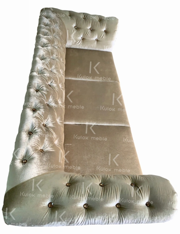Ekskluzywna Chesterfield TOKIO - Złoto-brązowe kryształy w tkaninie Gloss Velvet