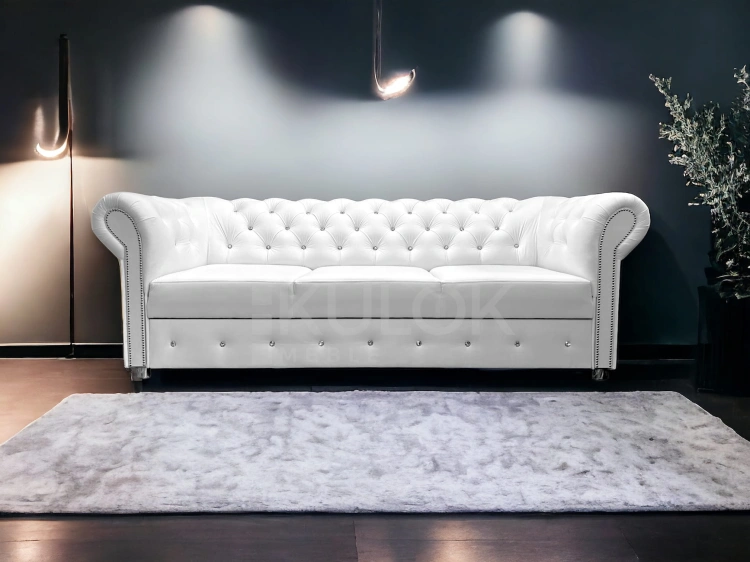 Magic Velvet - Sofa Chesterfield z funkcją rozkładania