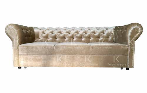Premium Chesterfield TOKIO sofa kanapa - Gloss Velvet Złoto