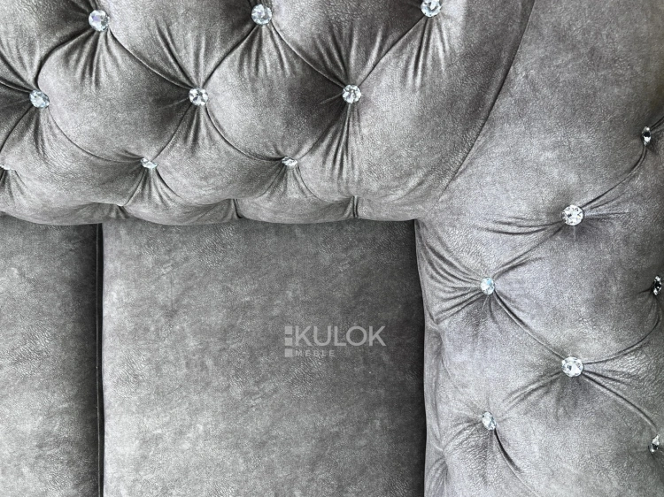 Chesterfield TOKIO Szara Sofa 3-osobowa