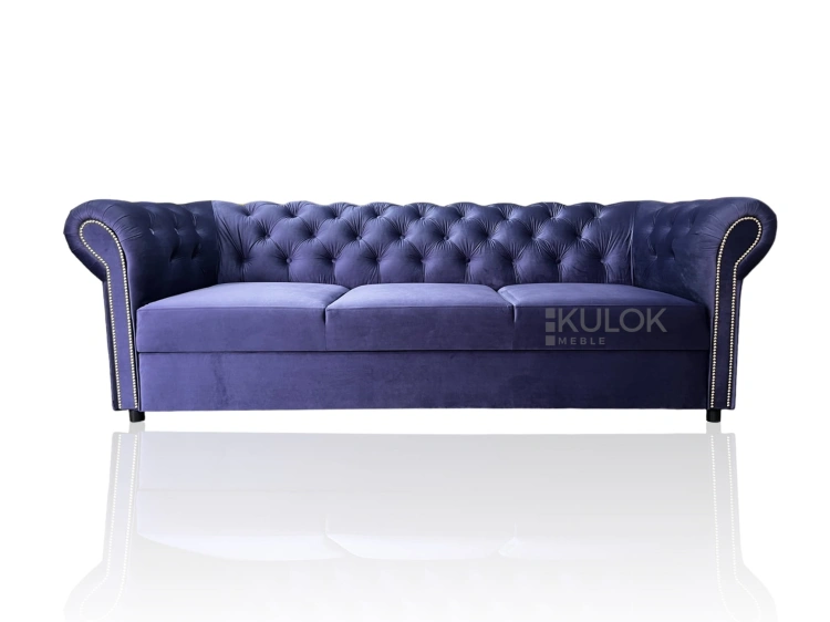Sofa Chesterfield 3-osobowa klasyczna fioletowa