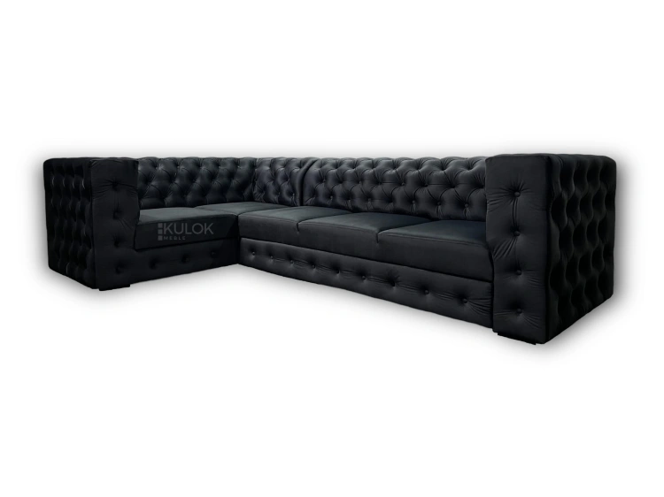 Czarny French Velvet 685 - premium tkanina na narożniku Manchester, miękkość i wyjątkowy wygląd, elegancja i komfort w jednym