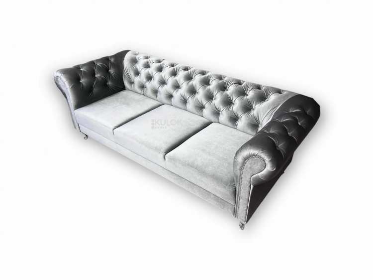 Sofa pikowana Chesterfield z ćwiekami