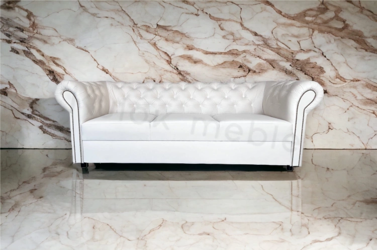 Biala sofa Monaco w tkaninie Velvet - elegancka biel w nowoczesnym wydaniu