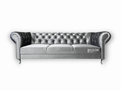 Sofa pikowana Chesterfield z welurem Ikoo 19