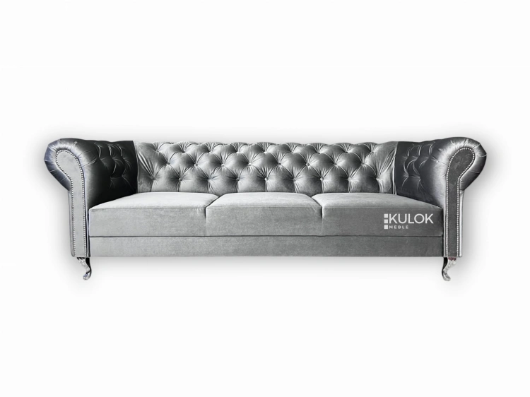 Sofa pikowana Chesterfield z welurem Ikoo 19