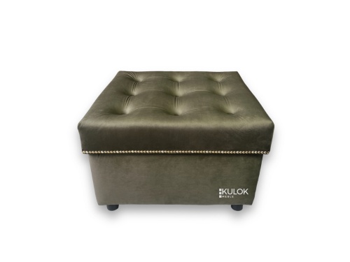 Pufa Chesterfield pikowana zielona oliwka khaki