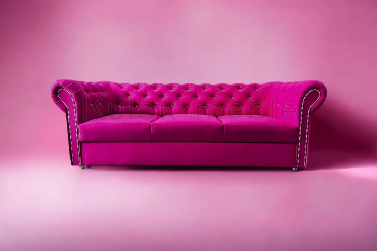 Chesterfield Sofa TOKIO w Mocnym Różu - Przód