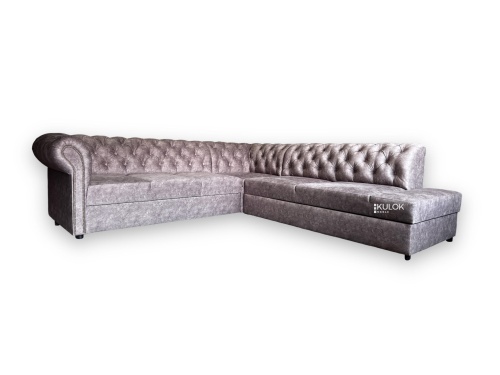 narożnik pikowany Chesterfield 260x260cm ciemny beż