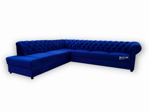 Narożnik Chesterfield XXL z funkcją spania i pojemnikiem na pościel