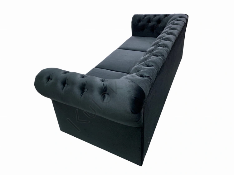 Czarne welurowe obicie sofy - Monaco PRIMO Black Velvet - luksus w detalu
