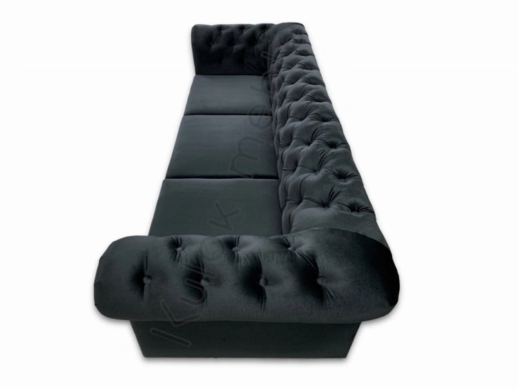Elegancka sofa Monaco PRIMO Black Velvet - szczegóły pikowania