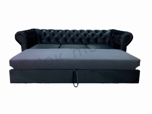 Czarna sofa z funkcją spania - Monaco PRIMO Black Velvet