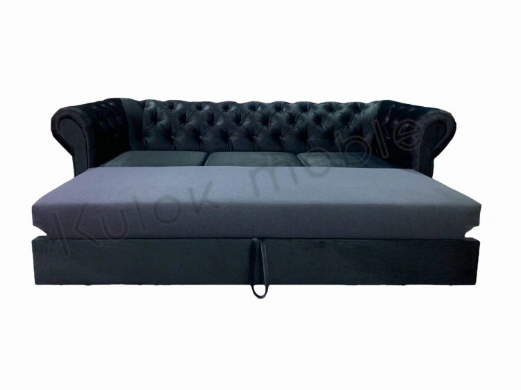 Czarna sofa z funkcją spania - Monaco PRIMO Black Velvet