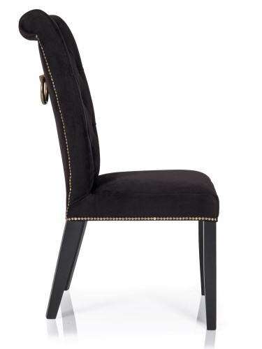 Krzesło chesterfield glamour Monaco z kołatką i ozdobnymi ćwiekami, idealne do jadalni