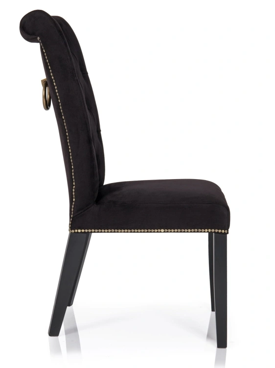 Krzesło chesterfield glamour Monaco z kołatką i ozdobnymi ćwiekami, idealne do jadalni