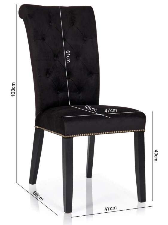 Krzesło Chesterfield  glamour Monaco w nowoczesnym wzornictwie, idealne do eleganckich wnętrz wymiary